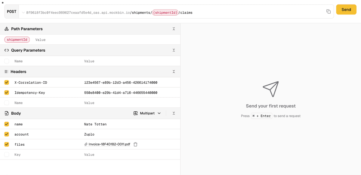 File upload in API Playground