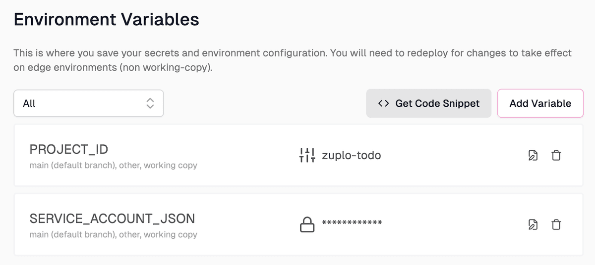 two environment variables