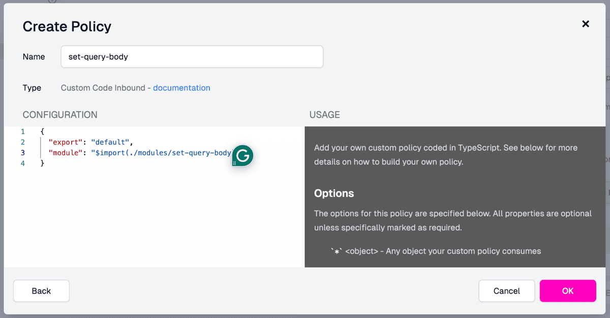 configuring the policy