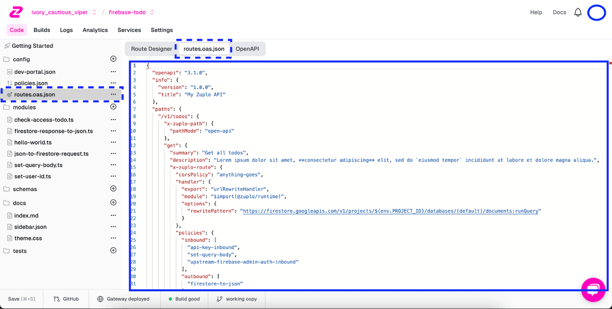 Accessing the openAPI file