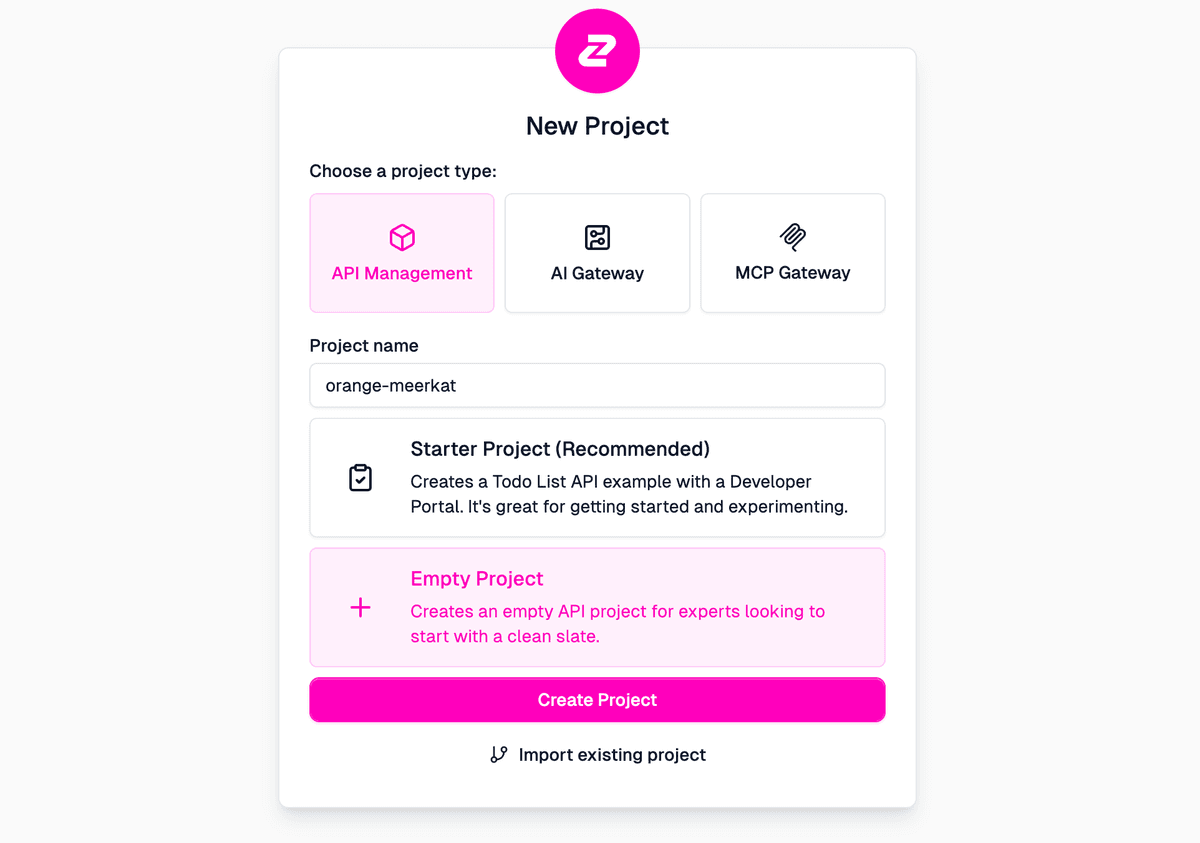 Zuplo new project