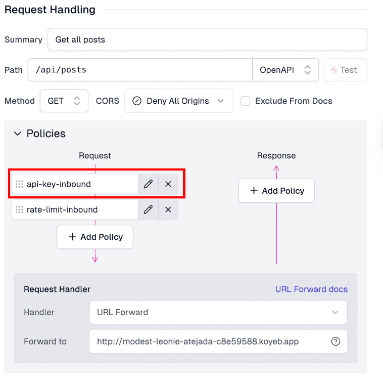 Move API key policy first