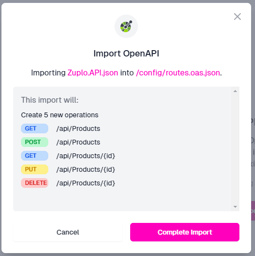 OpenAPI imported