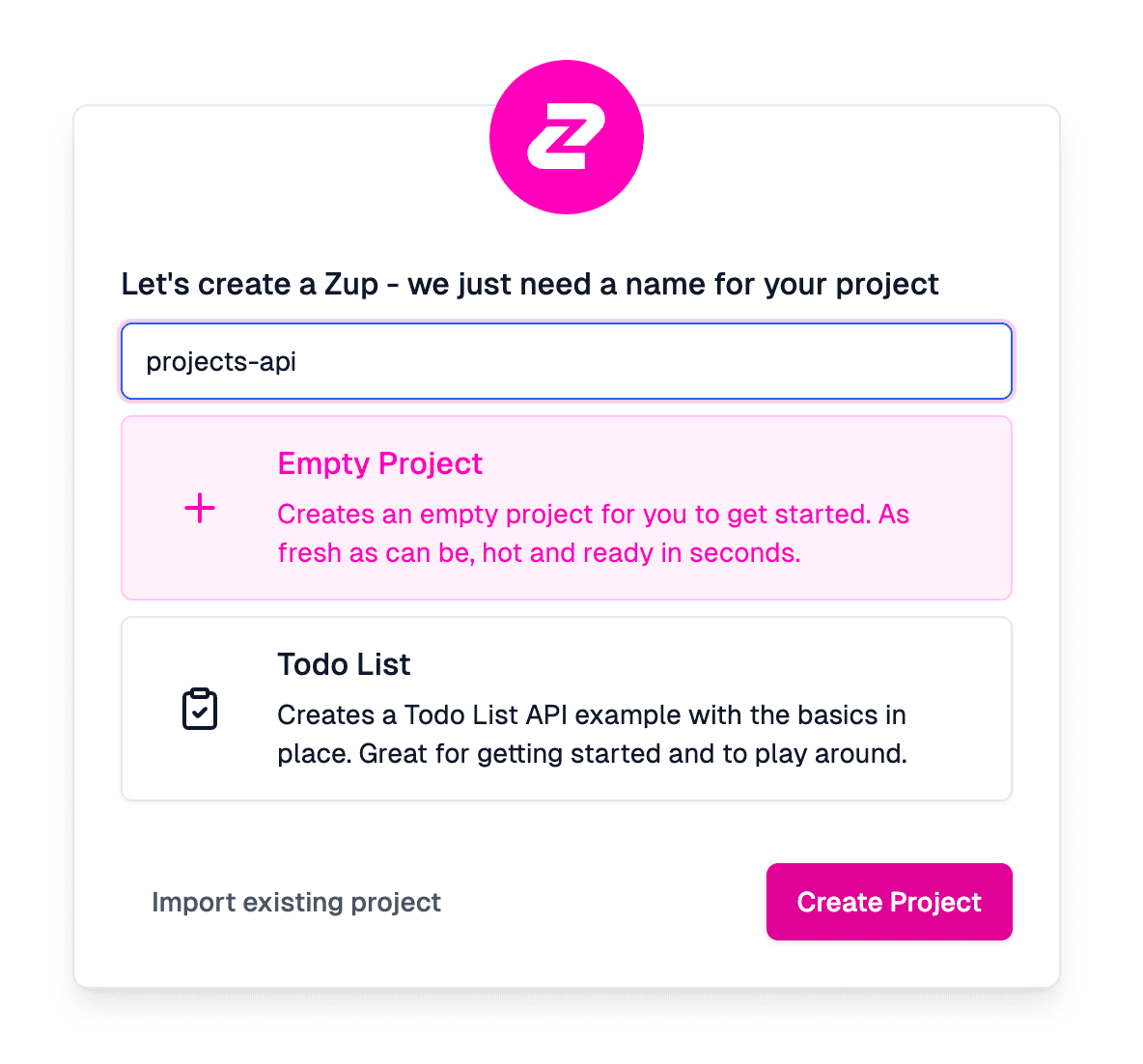 Zuplo project create