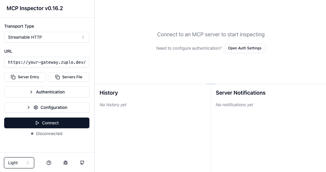 MCP Inspector interface