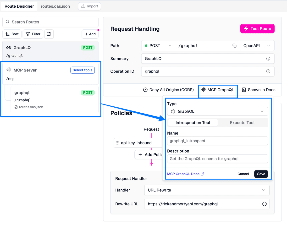 Setting up the MCP tools in the Zuplo Route Designer
